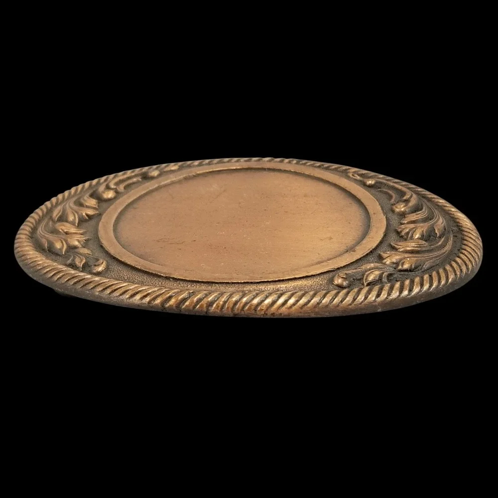 Oval Western Rope‎ Scroll Center Blank Belt Buckle Vintage Metal Copper Color